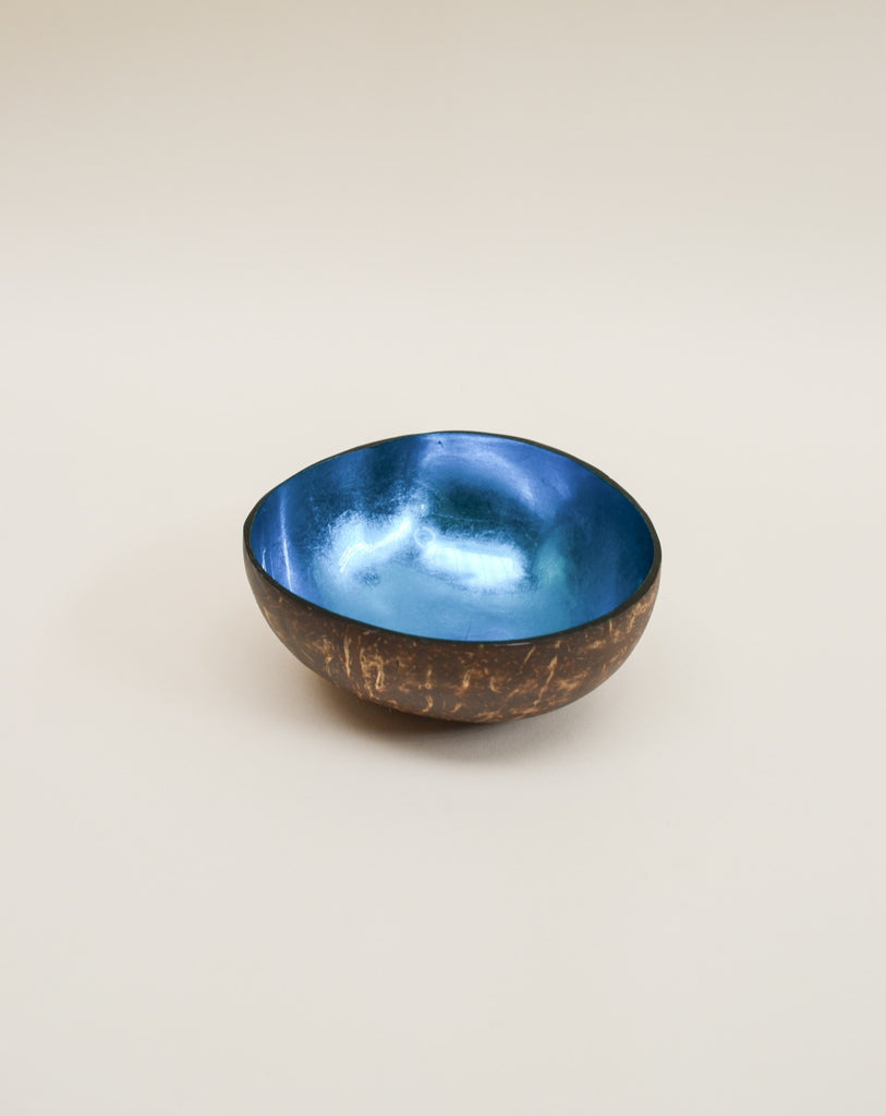 Ocean blue lacquer coconut bowl